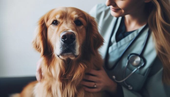 Cão passa por exame cardíaco em clínica veterinária para investigação de doença do coração